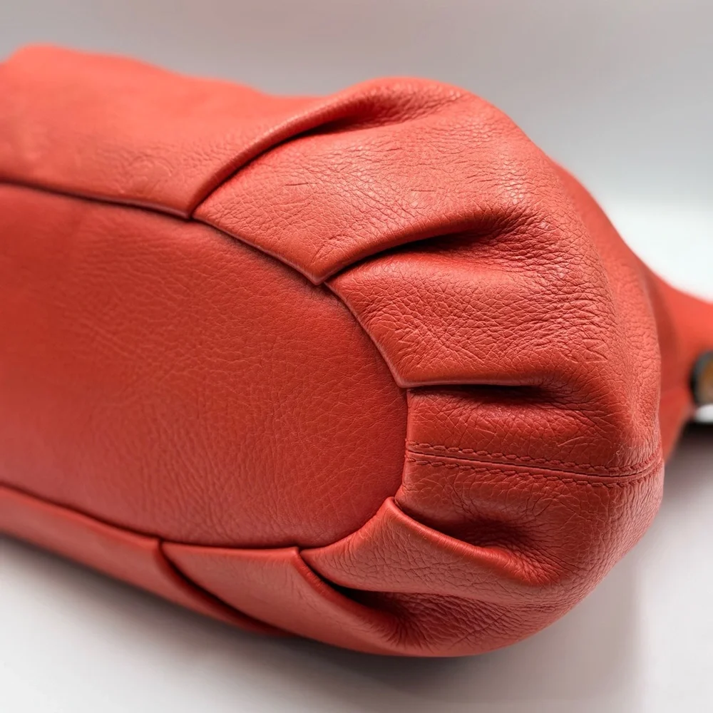 MCM Large Orange Embossed Leather Satchel two-way carry - Picture 5 of 11